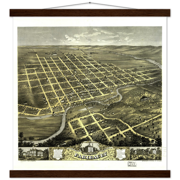 Bird's eye view of the city of Faribault, Rice County, Minnesota 1869 Premium Matte Paper Poster & Hanger