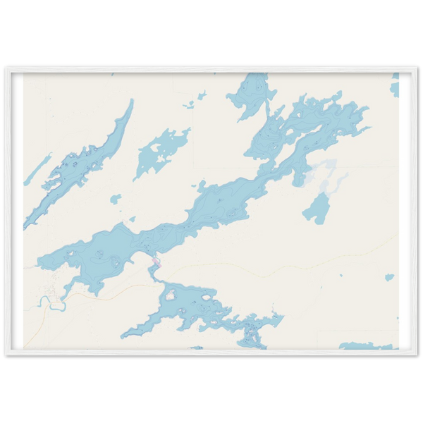 Fall Lake Depth Map Wood Framed Print (Ely, Minnesota)