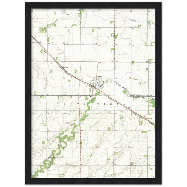 Topographic Map of the Porter, Minnesota area, 1967 Wooden Framed Poster