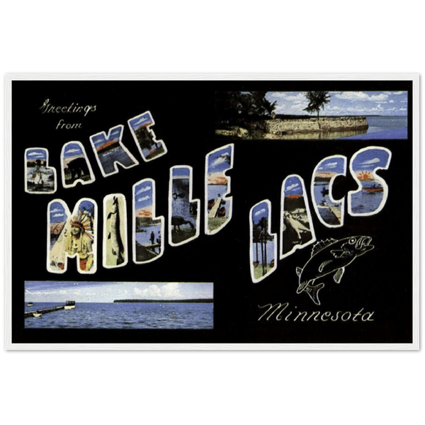 Greetings from Lake Mille Lacs Archival Matte Paper Wooden Framed Poster
