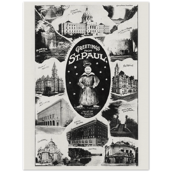 Postcard Image from 1908 Showing Multiple Views of St. Paul, Minnesota Archival Matte Paper Poster