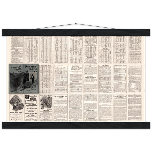 Northern Pacific Railroad Timetable and Rate Card 1891 Premium Matte Paper Poster & Hanger