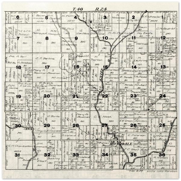 Plat Map of Knife Lake Township in Kanabec County, Minnesota, 1916, Premium Matte Paper Poster