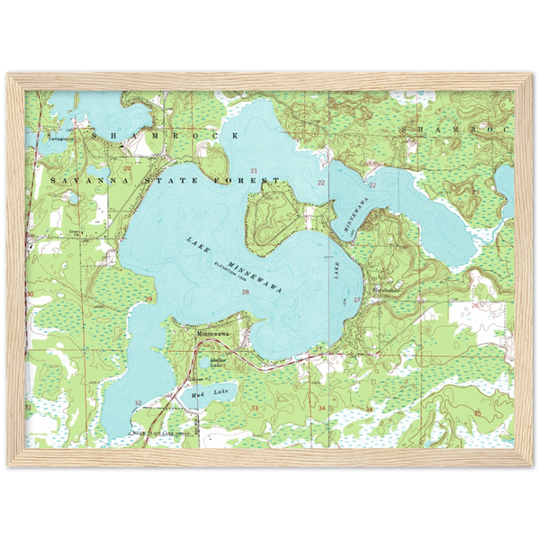 Wood Framed Topographic Map