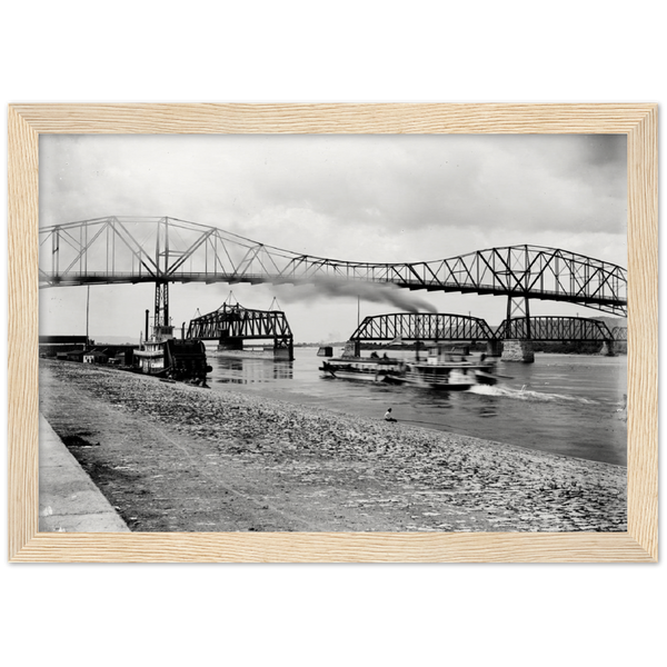 The Levee Below The Bridge, Winona, Minnesota, 1898 Archival Matte Paper Wooden Framed Poster