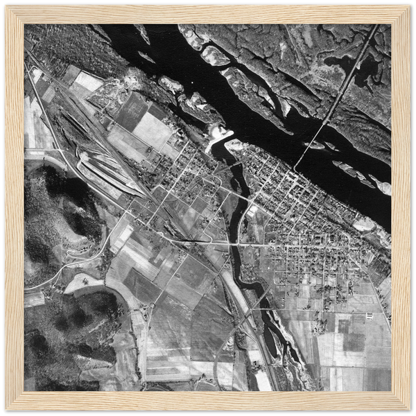 Aerial View of Wabasha Minnesota 1949 Classic Semi-Glossy Paper Wooden Framed Poster