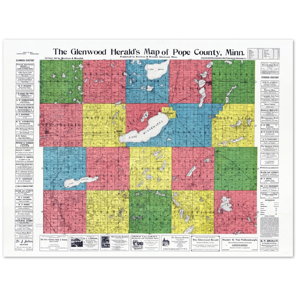 Pope County Map 1904 Premium Matte Paper Poster