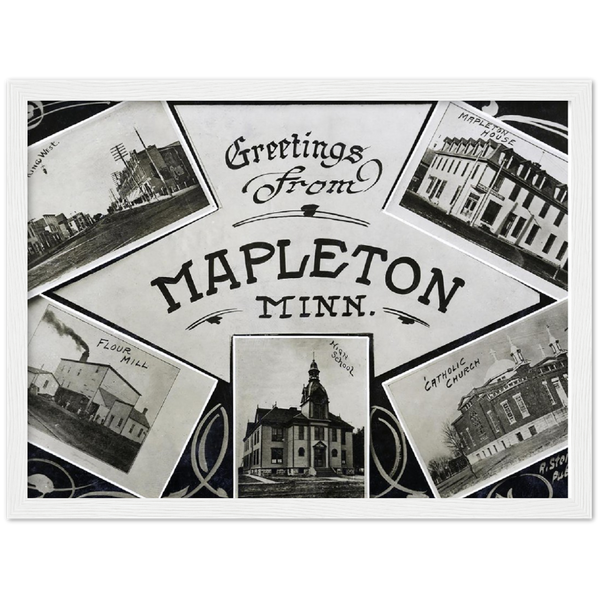 1910s Multi Scene Mapleton Minnesota Classic Semi-Glossy Paper Wooden Framed Poster