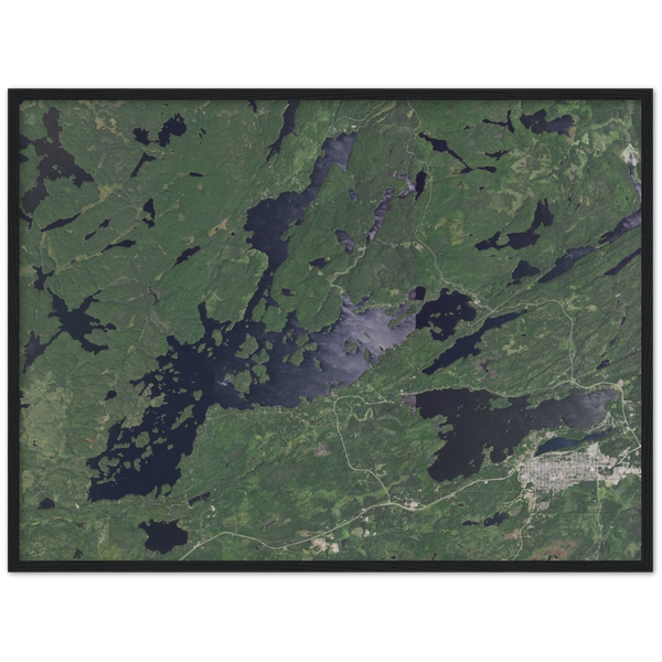 Burntside and Shagawa Lakes Wood Framed Aerial Photo Print (Ely, Minnesota)