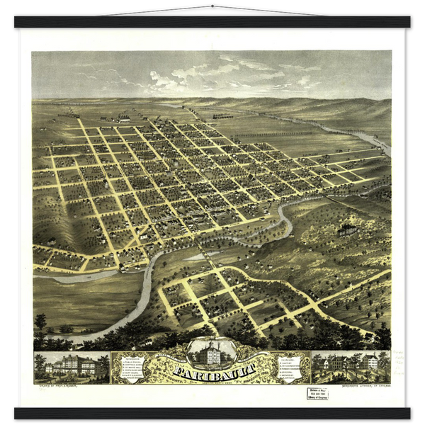 Bird's eye view of the city of Faribault, Rice County, Minnesota 1869 Premium Matte Paper Poster & Hanger