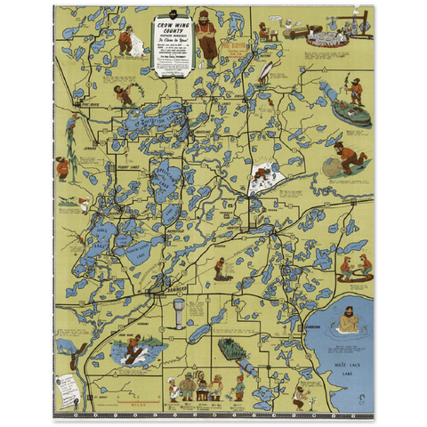 Crow Wing County Minnesota 1946 Map Archival Matte Paper Poster