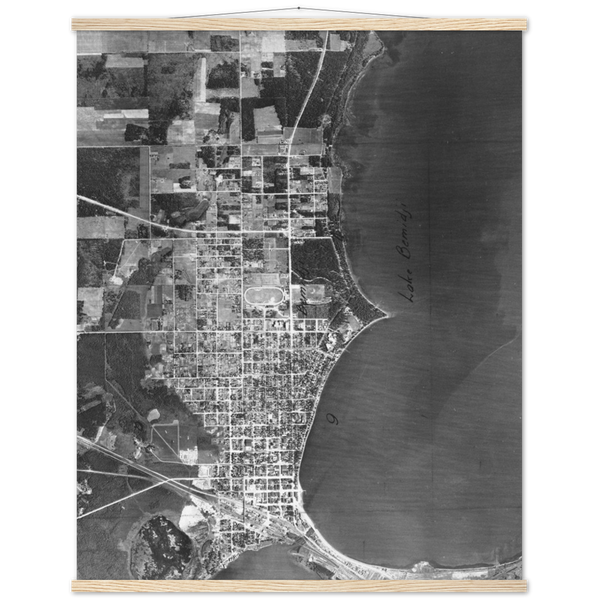 1940 Aerial Photo Bemidji Minnesota Classic Semi-Glossy Paper Poster & Hanger