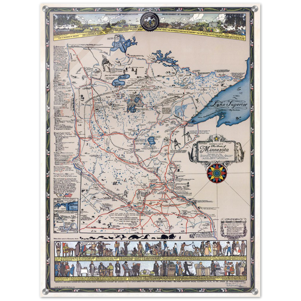 1931 Pictorial Map of Minnesota History Acrylic Print
