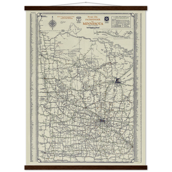 Pure Oil 1935 Minnesota Highway Map Archival Matte Paper Poster & Hanger