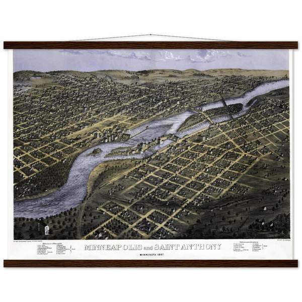 Minneapolis and Saint Anthony, Minnesota 1867 Premium Matte Paper Poster & Hanger
