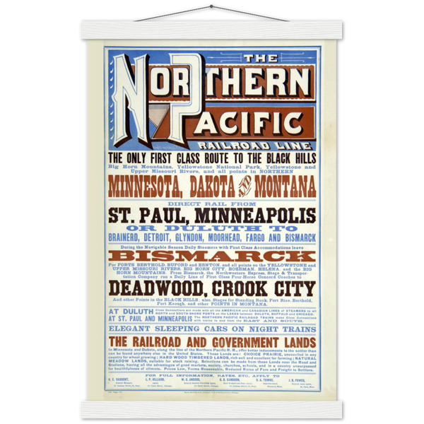 Northern Pacific Railroad Poster 1877 Premium Matte Paper Poster & Hanger