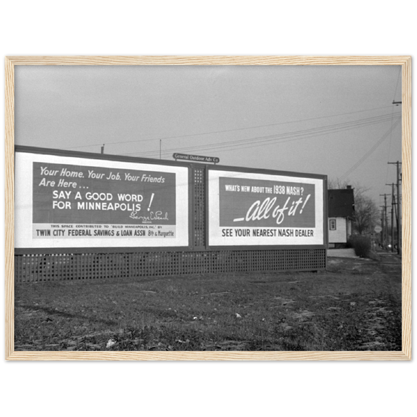 Minneapolis Billboards 1937 Classic Semi-Glossy Paper Wooden Framed Poster