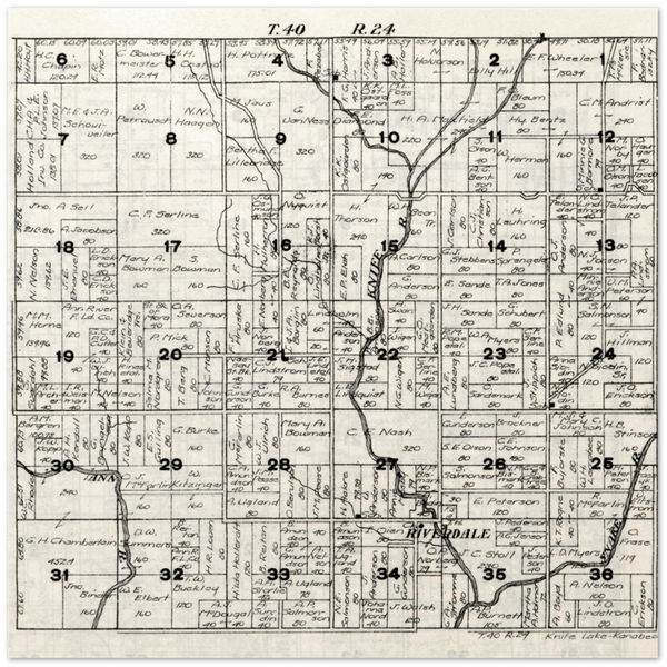 Plat Map of Knife Lake Township in Kanabec County, Minnesota, 1916, Premium Matte Paper Poster