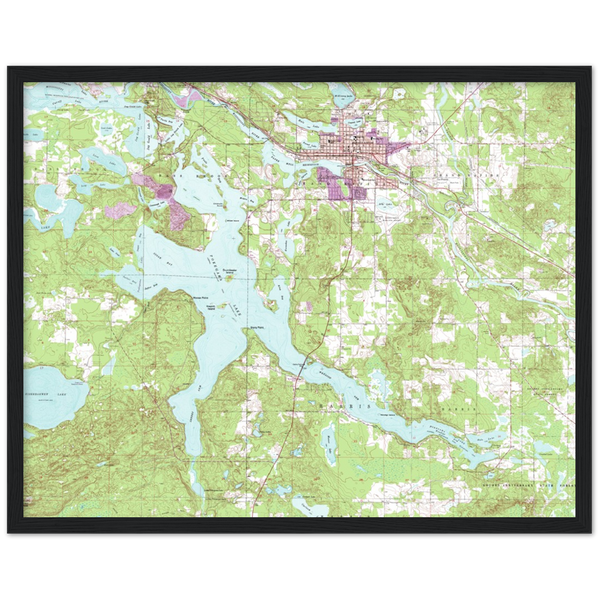 Pokegama Lake Topographical Map Framed Print (Grand Rapids, Minnesota)