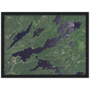 Fall Lake Wood Framed Aerial Photo Print (Ely, Minnesota)