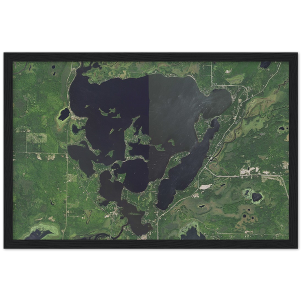Big Sandy Lake Aerial Photo Wood Framed Print (McGregor, Minnesota)