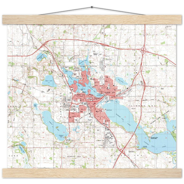 Topographical Map of the Albert Lea Minnesota Area 1982 Classic Matte Paper Poster & Hanger