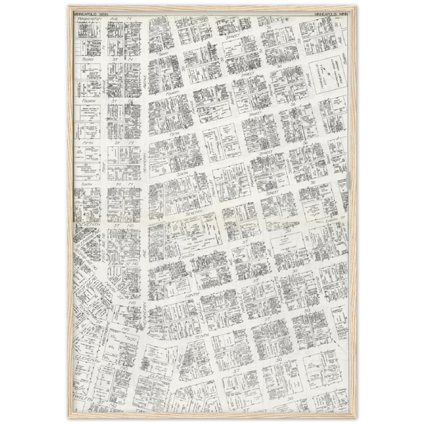 Map of Property Ownership and Lessees Minneapolis Minnesota 1929 Classic Matte Paper Wooden Framed Poster