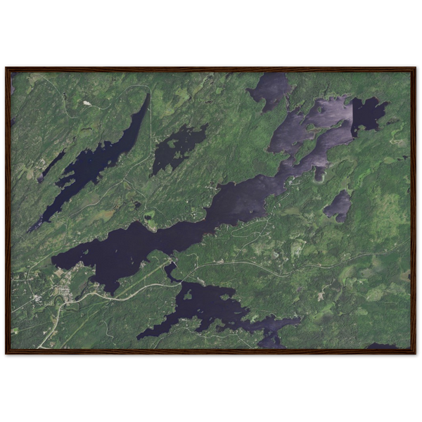 Fall Lake Wood Framed Aerial Photo Print (Ely, Minnesota)