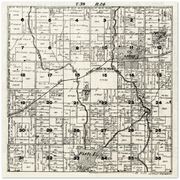 Plat Map of Arthur Township in Kanabec County, Minnesota, 1916, Premium Matte Paper Poster