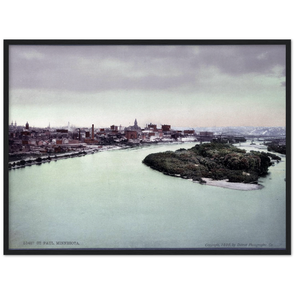 1898 View of the Mississippi, Harriet Island, and Downtown St. Paul Archival Matte Paper Wooden Framed Poster
