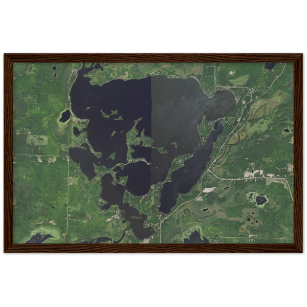 Big Sandy Lake Aerial Photo Wood Framed Print (McGregor, Minnesota)