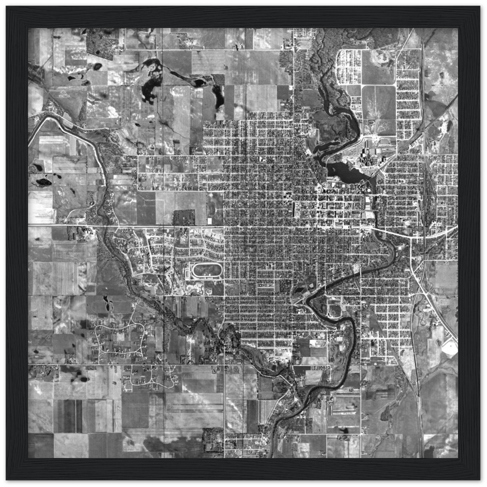 Aerial Photo of Austin Minnesota 1949 Classic Semi-Glossy Paper Wooden Framed Poster