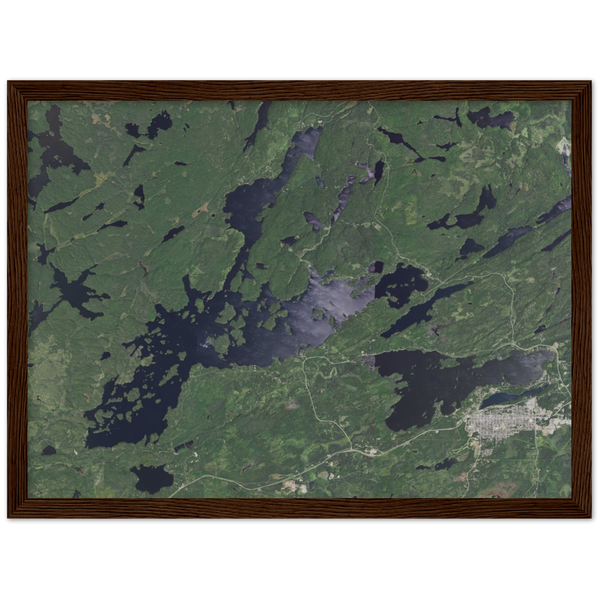 Burntside and Shagawa Lakes Wood Framed Aerial Photo Print (Ely, Minnesota)