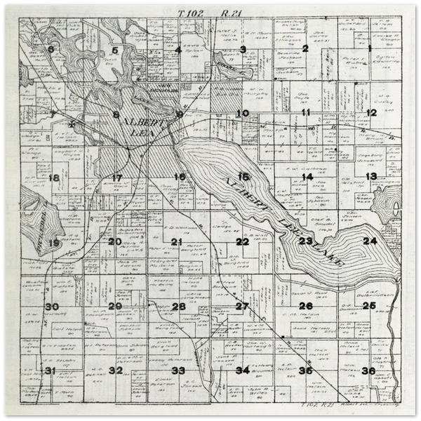 1916 Plat Map of Albert Lea Township in Freeborn County Minnesota Archival Matte Paper Poster