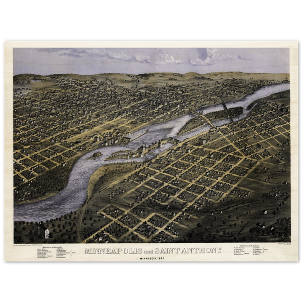 Minneapolis and Saint Anthony, Minnesota 1867 Wood Prints