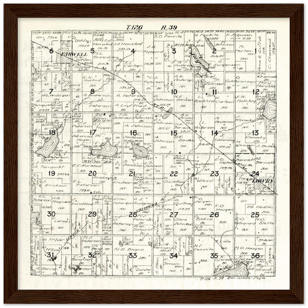 Plat map of Ben Wade Township in Pope County, Minnesota, 1916 Wooden Framed Poster