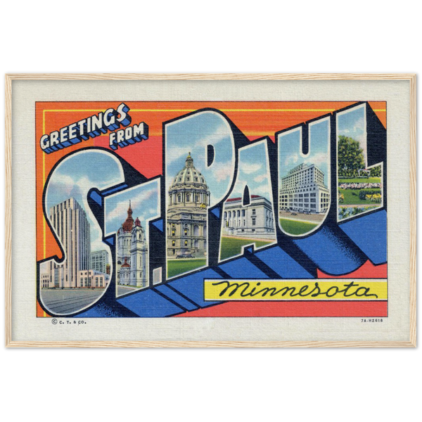 Vintage Greetings from St. Paul Archival Matte Paper Wooden Framed Poster
