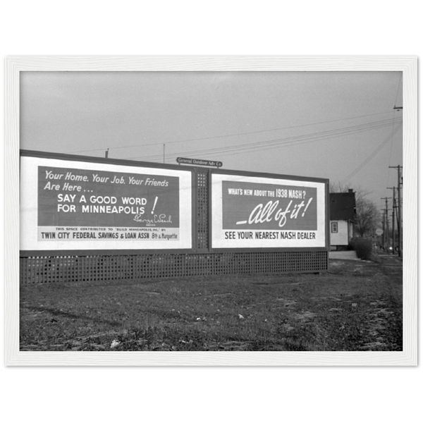 Minneapolis Billboards 1937 Classic Semi-Glossy Paper Wooden Framed Poster
