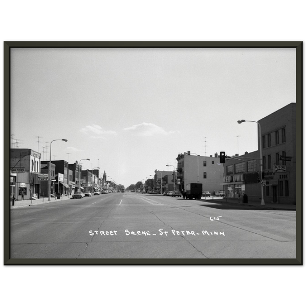 Street Scene, St. Peter, Minnesota, 1960s Classic Semi-Glossy Paper Metal Framed Poster