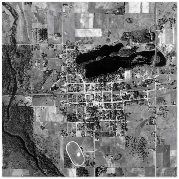 Aerial view of Mora, Minnesota, 1939, Premium Matte Paper Poster