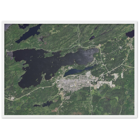 Shagawa Lake Wood Framed Aerial Photo Print (Ely, Minnesota)