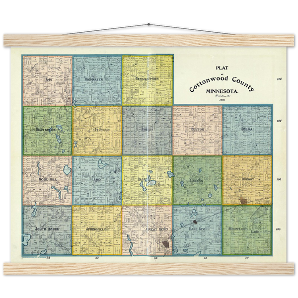 1898 Map of Cottonwood County Minnesota Premium Matte Paper Poster & Hanger