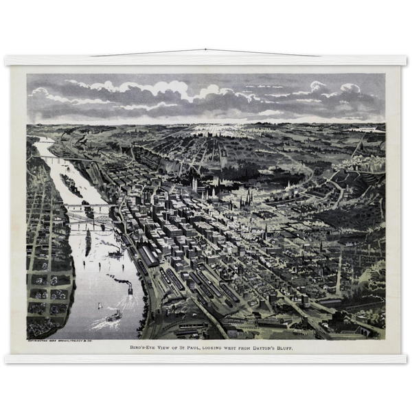 Bird's-eye view of St. Paul, looking west from Dayton's Bluff Premium Matte Paper Poster & Hanger