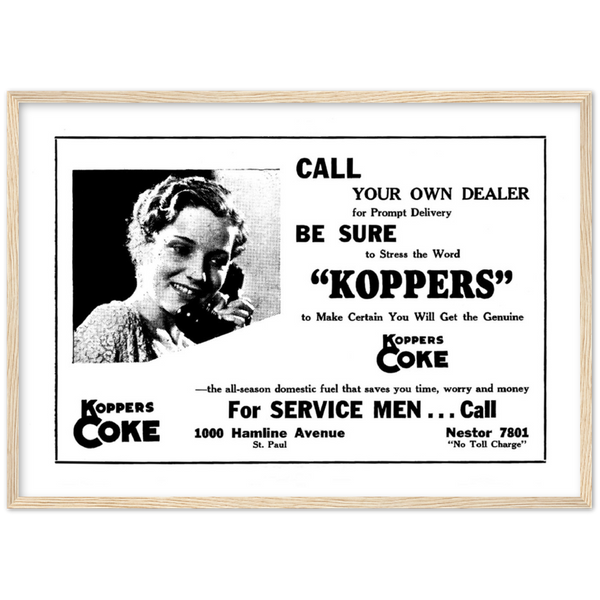 1948 Coal Ad Wooden Framed Poster