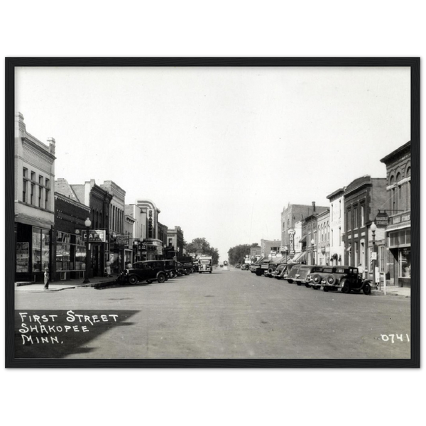 1940s Street Scene in Shakopee Minnesota Classic Semi-Glossy Paper Wooden Framed Poster