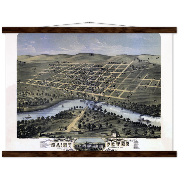 Bird's eye view of the city of St. Peter, Minnesota 1870 Premium Matte Paper Poster & Hanger