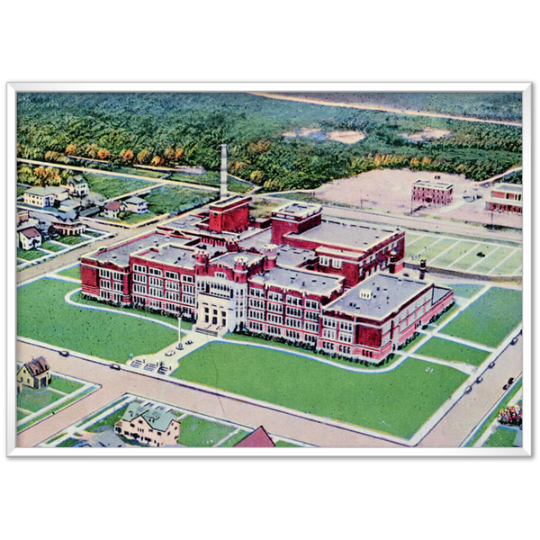 High School in Hibbing Minnesota 1940s Archival Matte Paper Metal Framed Poster