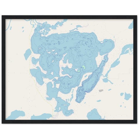 Big Sandy Lake Depth Map Wood Framed Print (McGregor, Minnesota)